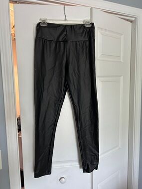 SHEIN Black Faux Leather Leggings with Branded Tag